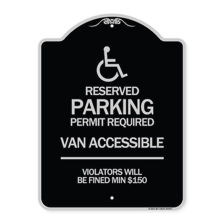 Connecticut Reserved Parking Permit Required Van Accessible Violators Will Be Fined M Aluminum Sign